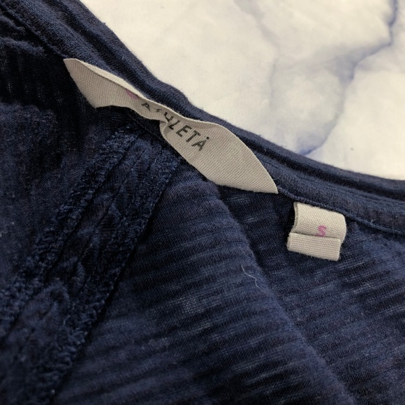 Athleta Navy Blue Burnout Striped Illuminate Tee - Picture 8 of 8